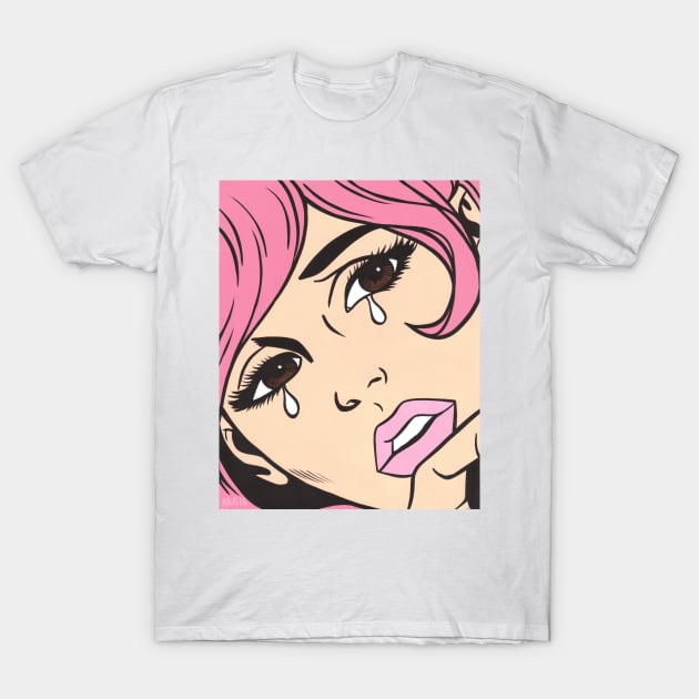 Pastel Pink Sad Girl T-Shirt by turddemon